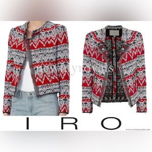 IRO Women's Red and Black Patterned Jacket, S